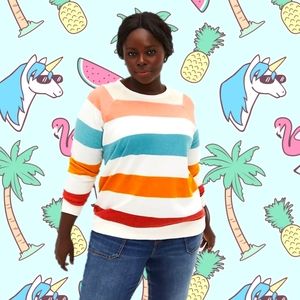 STRIPE FLEECE RAGLAN SWEATSHIRT